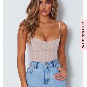 white fox no looking back bodysuit white